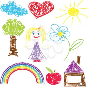 Royalty Free Clipart Image of a Child's Drawing 