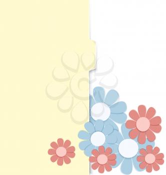 Royalty Free Clipart Image of a Folder With Paper Flowers