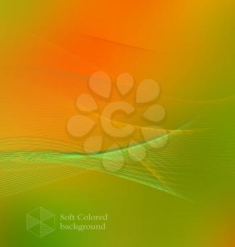 Soft colored abstract background with line wave blend effect.  Green and orange blurred backdrop for web and mobile.  Mesh is used to create smooth colors.
