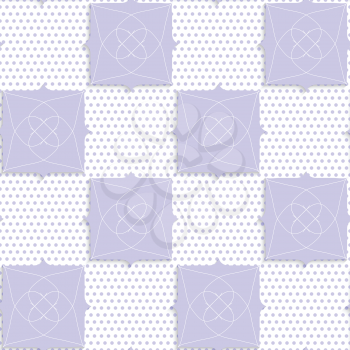 Seamless abstract background of white 3d shapes with realistic shadow and cut out of paper effect. Geometrical purple ornament with texture.
