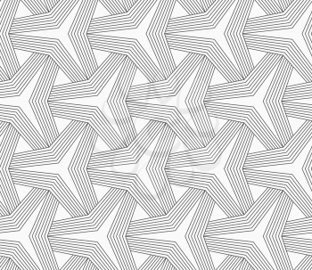 Abstract geometric background. Seamless flat monochrome pattern. Simple design.Slim gray partly striped tetrapods.
