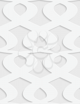White and gray background with cut out of paper effect. Modern 3D seamless pattern.Paper cut out solid fence grid.
