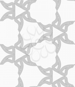 Monochrome dotted texture. Abstract seamless pattern. Ornament made of dots.Textured with dots shapes forming triangles..