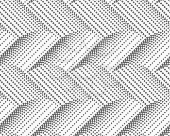 Monochrome dotted texture. Abstract seamless pattern. Ornament made of dots.Textured with halftone squares horizontal chevron.