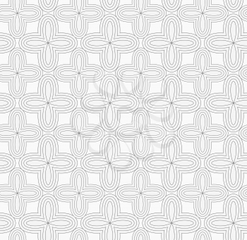 Monochrome abstract geometrical pattern. Modern gray seamless background. Flat simple design.Gray simple four pedal geometric flowers.