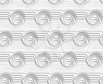 Modern seamless pattern. Geometric background with perforated effect. Shadow creates 3D texture.Perforated striped swirling waves.