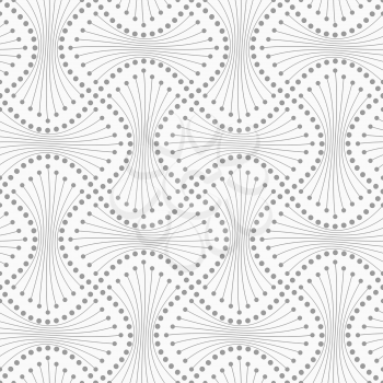 Abstract geometric background. Gray seamless pattern. Monochrome texture.Dotted spools with lines.