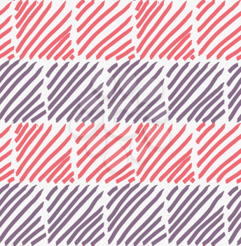 Marker drawn diagonally striped squares.Hand drawn with marker seamless background.Modern hipster style design.