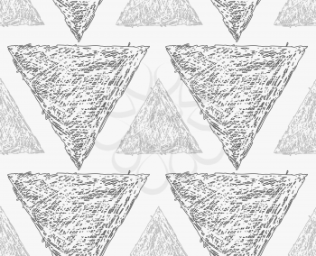 Pencil hatched light and dark gray triangles.Hand drawn with brush seamless background.Modern hipster style design.