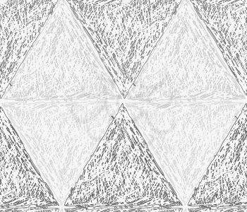 Pencil hatched light and dark gray triangles in row forming diamonds.Hand drawn with brush seamless background.Modern hipster style design.