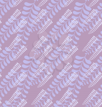 Simple leaves on light purple.Hand drawn seamless background.Botanical repainting design for fabric or textile.Seamless pattern with floral elements.Vintage retro colors