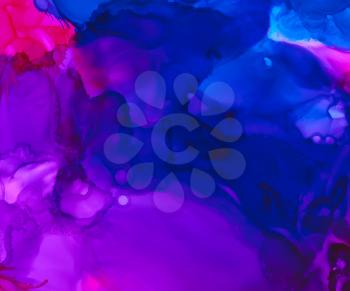 Bright purple blue smooth paint.Colorful background hand drawn with bright inks and watercolor paints. Color splashes and splatters create uneven artistic modern design.
