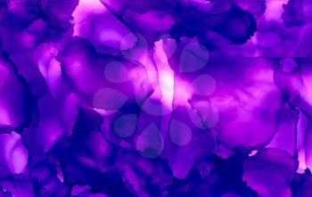 Bright purple paint uneven texture.Colorful background hand drawn with bright inks and watercolor paints. Color splashes and splatters create uneven artistic modern design.