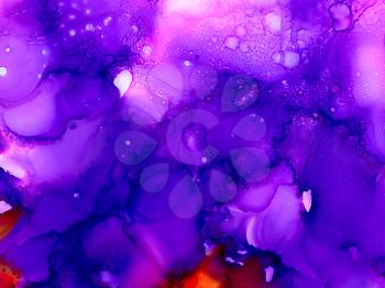 Orange pink purple paint with texture.Colorful background hand drawn with bright inks and watercolor paints. Color splashes and splatters create uneven artistic modern design.