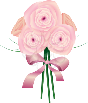Royalty Free Clipart Image of a Bouquet of Roses With a Bow