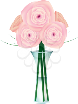 Royalty Free Clipart Image of a Vase of Pink Roses