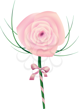 Royalty Free Clipart Image of a Flower With a Bow