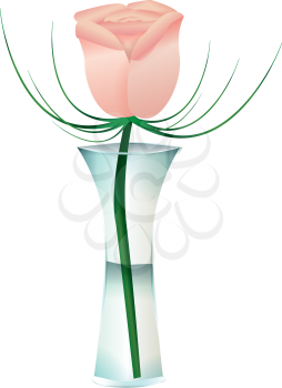 Royalty Free Clipart Image of a Rose in a Vase