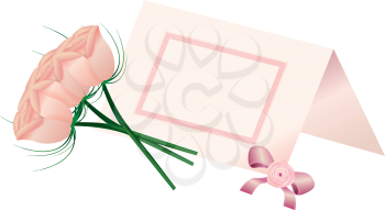 Royalty Free Clipart Image of a Bouquet of Roses and a Place Card