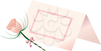 Royalty Free Clipart Image of a Name Card and Single Rosebud