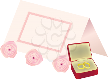 Royalty Free Clipart Image of Wedding Rings and a Place Card