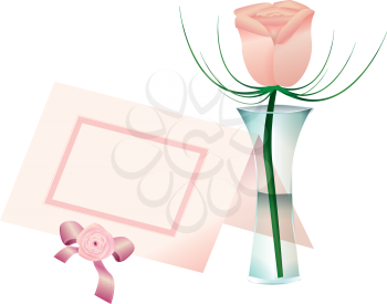 Royalty Free Clipart Image of a Flower in a Vase and a Placecard