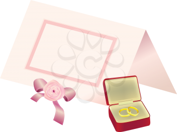 Royalty Free Clipart Image of a Place Card and Rings