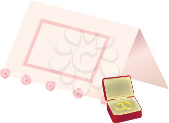 Royalty Free Clipart Image of Place Cards and Rings