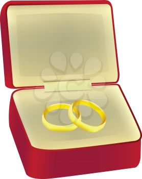 Royalty Free Clipart Image of Rings in a Jewellery Box