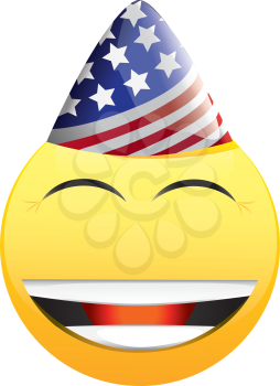 Royalty Free Clipart Image of a Smiling Face in an American Flag Hat