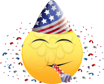 Royalty Free Clipart Image of a Happy Face Celebrating