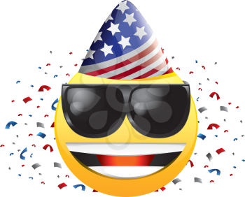 Royalty Free Clipart Image of a Celebrating Happy Face in Sunglasses