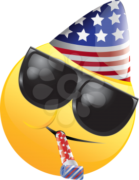 Royalty Free Clipart Image of an American Happy Face in Sunglasses