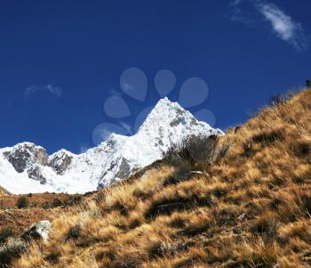 Royalty Free Photo of Alpamayo Mountain Peak in the Cordilleras
