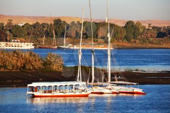 Royalty Free Photo of Boats in Aswan City in Egypt