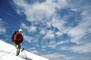 Royalty Free Photo of a Climber on Mount Ishinca
