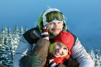 Royalty Free Photo of a Couple in Wintertime