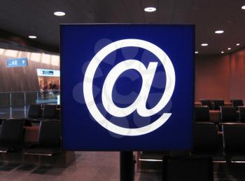 Royalty Free Photo of an Email Board at an Airport Waiting Lounge