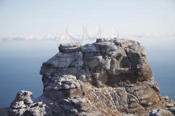 Royalty Free Photo of a Frost Covered Rock in the Crimean Mountains