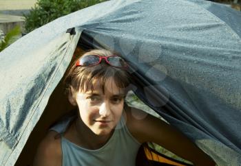 Royalty Free Photo of a Woman in a Tent