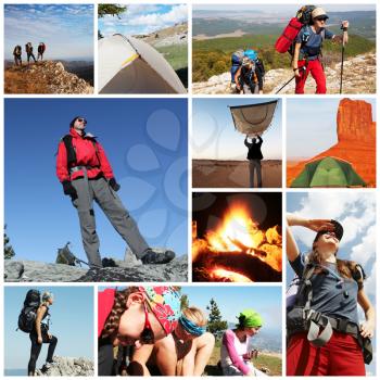 Royalty Free Photo of a Collage of Hikers
