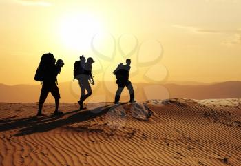 Royalty Free Photo of People Hiking in the Desert