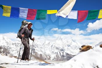 Royalty Free Photo of a Backpacker in the Himalayan Mountains