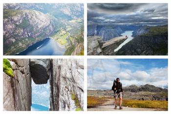 Royalty Free Photo of a Collage of a Hike in Norway