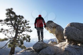 Royalty Free Photo of a Hiker in theYosemite Mountains