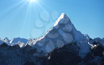 Royalty Free Photo of Amadablan Mountain in the Sagamartha Region, Himalayas