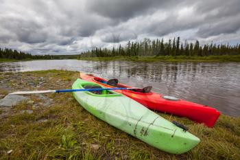 Royalty Free Photo of Kayaks in Alaska