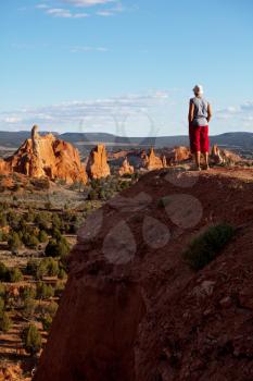 Royalty Free Photo of a Person Standing in Kodachrome State Park, Utah, USA