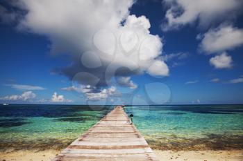 Royalty Free Photo of a Boardwalk in the Maldives