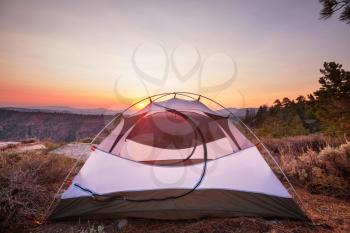 tent near canyon